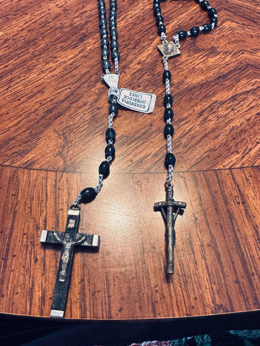 Black Bead Catholic Rosary Necklace with Crucifix